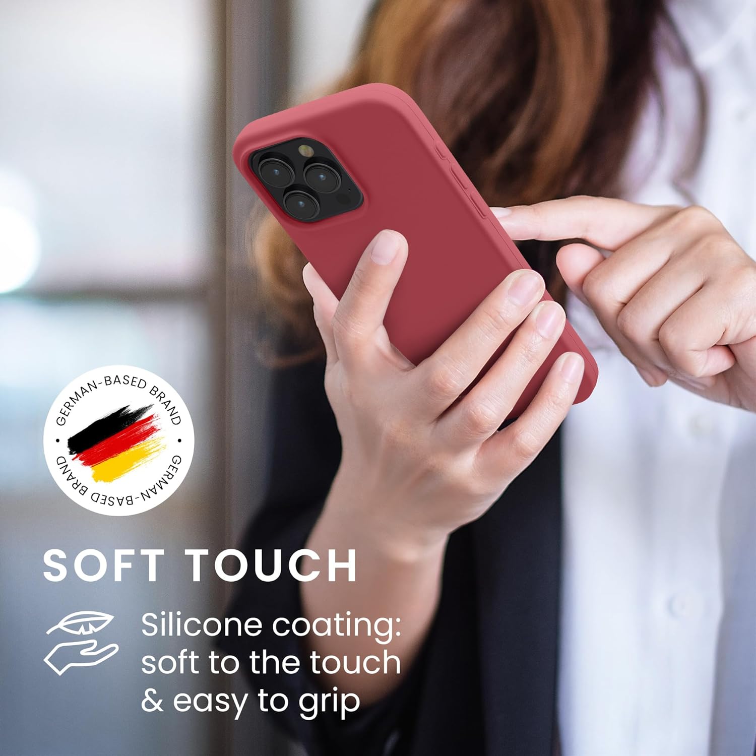 KW iPhone 15 Pro Max Θήκη Σιλικόνης Rubberized TPU - Dark Rose