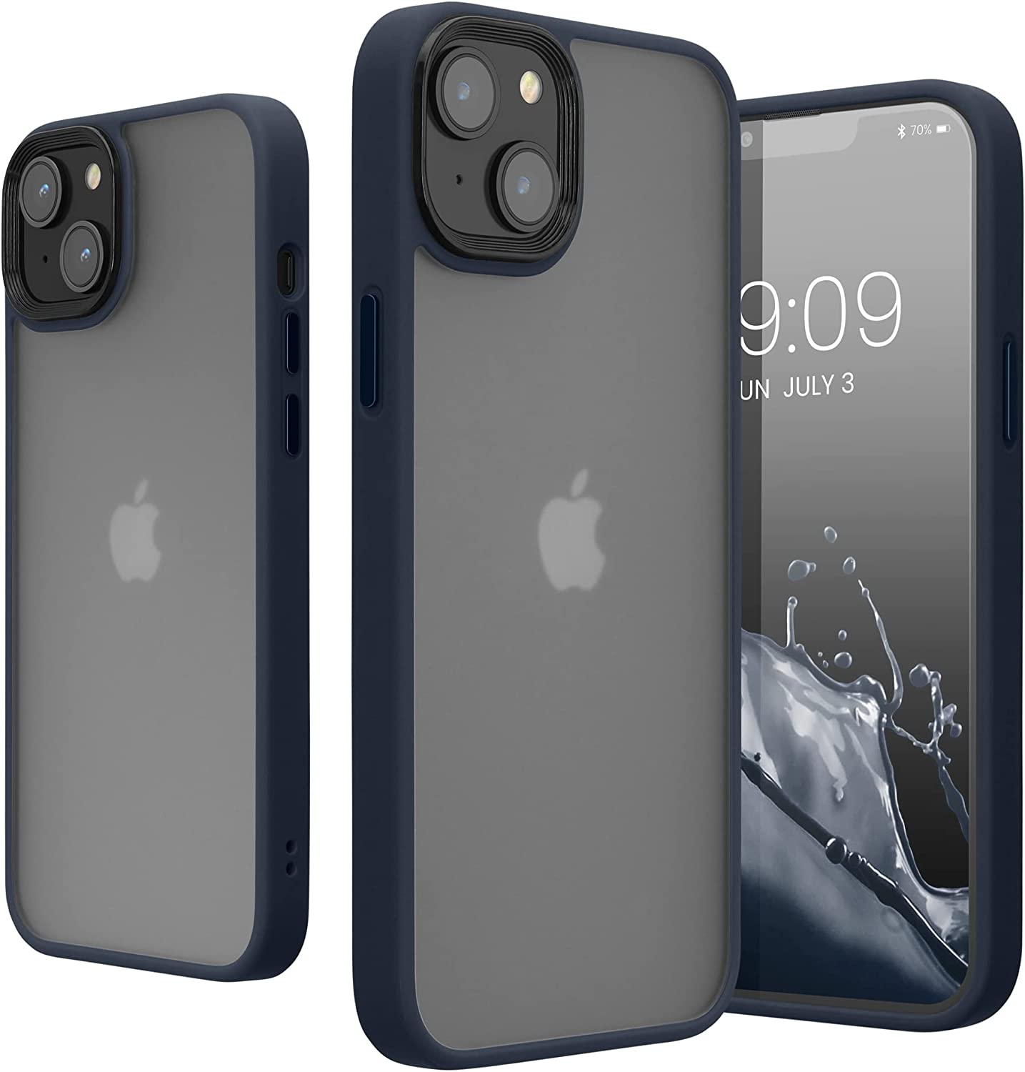 KW iPhone 14 Plus Σκληρή Θήκη με Πλαίσιο Σιλικόνης - Dark Blue / Matte Διάφανη - 59090.17