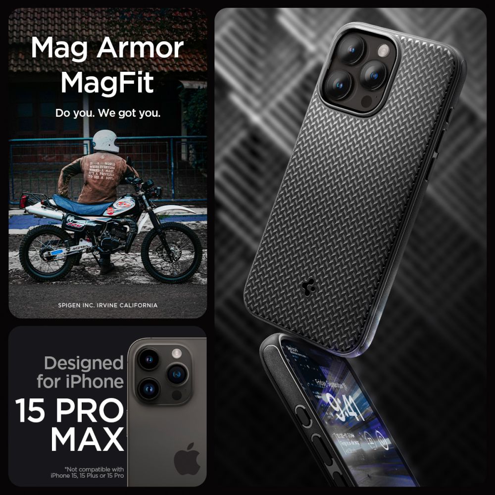 Spigen iPhone 15 Pro Max Mag Armor Θήκη Σιλικόνης TPU με MagSafe - Matte Black