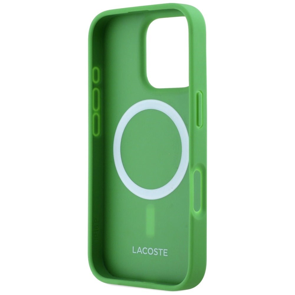 Lacoste iPhone 16 Pro Max - Σκληρή Θήκη με Πλαίσιο Σιλικόνης και Λουράκι - Iconic Petit Pique Crossbody Cord MagSafe - Green
