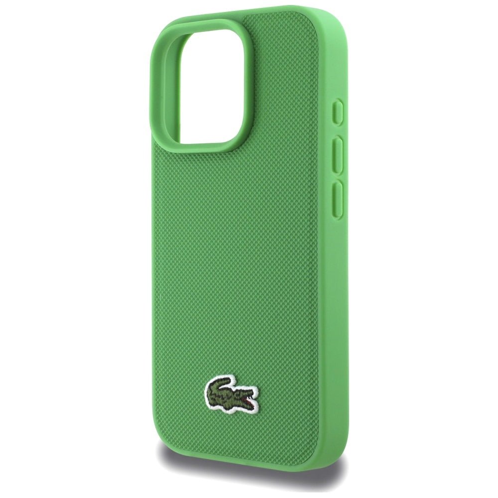Lacoste iPhone 16 Pro - Σκληρή Θήκη με Πλαίσιο Σιλικόνης και Λουράκι - Iconic Petit Pique Crossbody Cord MagSafe - Green