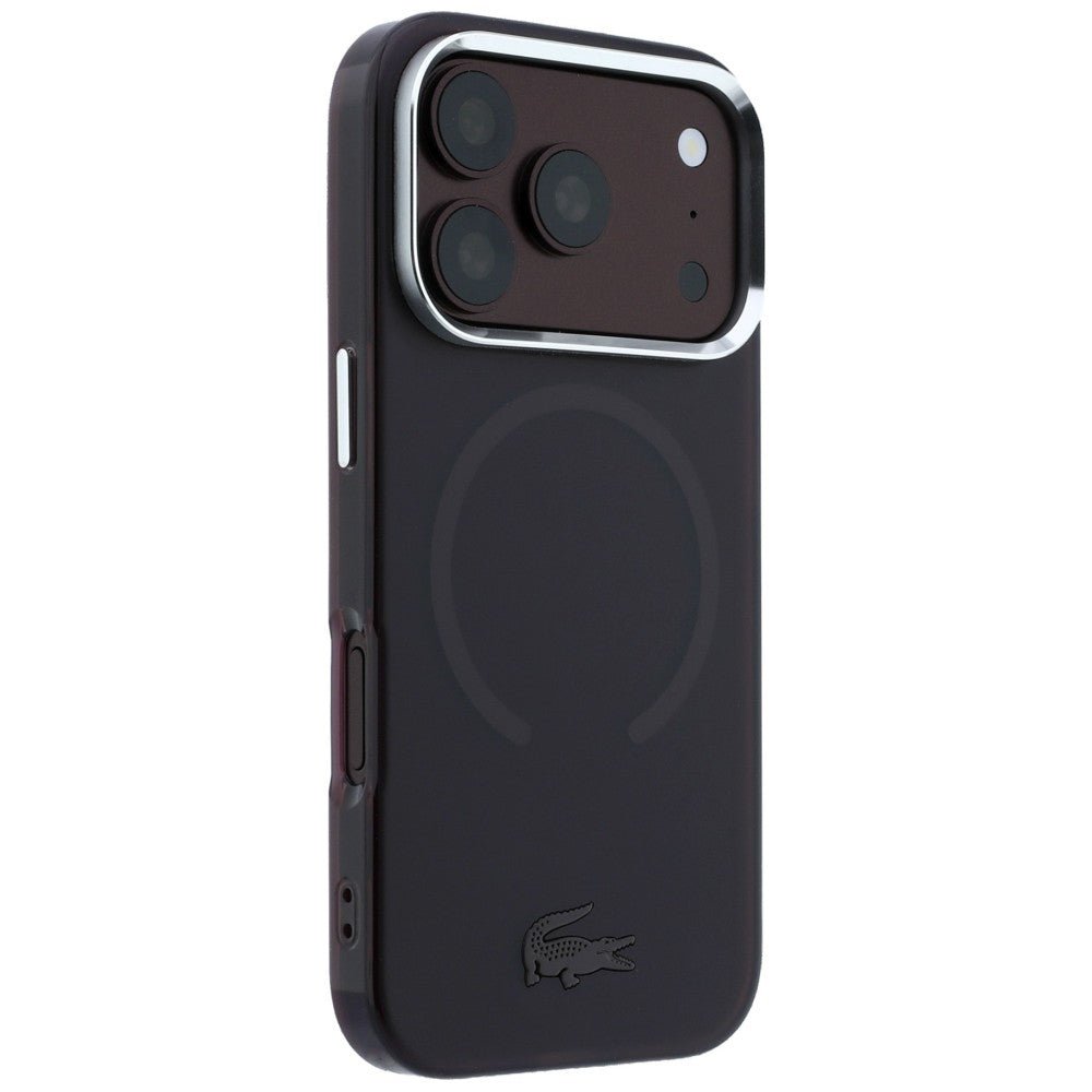 Lacoste iPhone 17 Pro / iPhone 18 Pro - Σκληρή Θήκη με Πλαίσιο Σιλικόνης - IML Frosted MagSafe - Burgundy