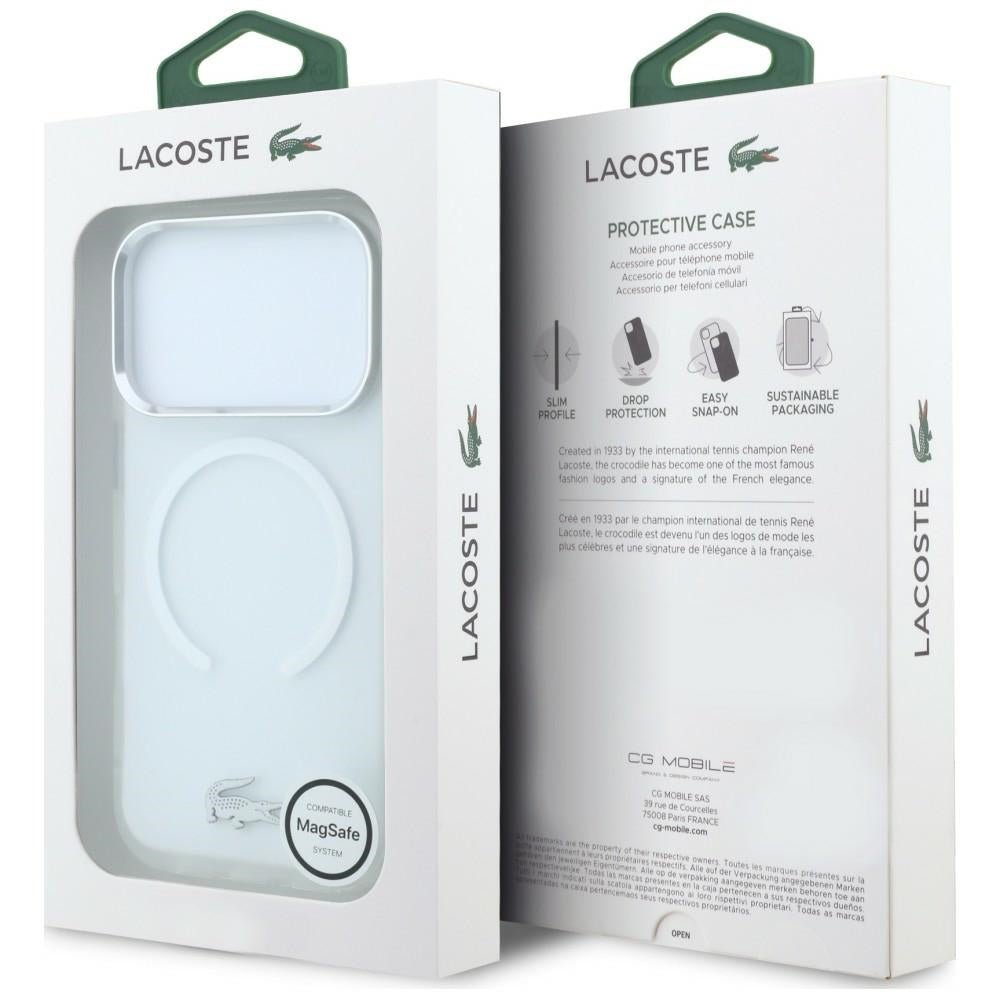 Lacoste iPhone 17 Pro / iPhone 18 Pro - Σκληρή Θήκη με Πλαίσιο Σιλικόνης - IML Frosted MagSafe - Clear