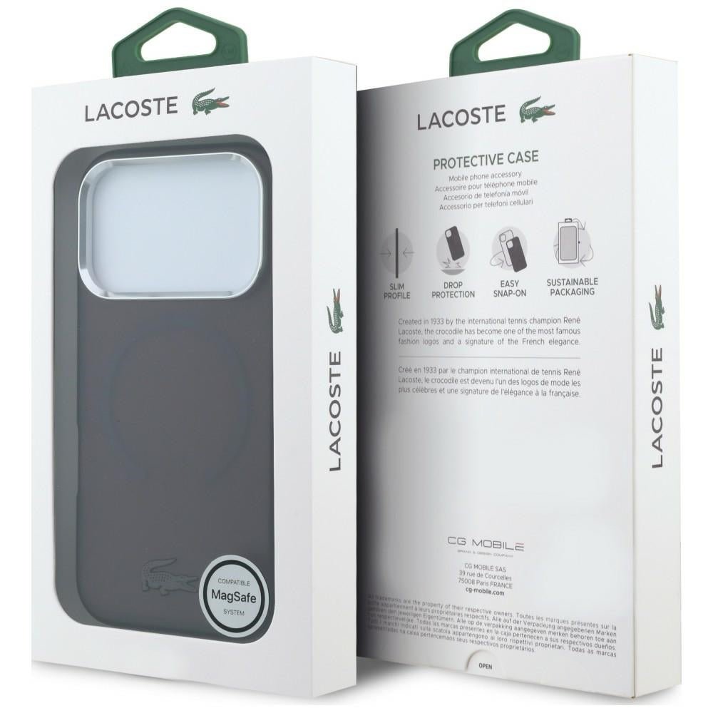 Lacoste iPhone 17 Pro Max / iPhone 18 Pro Max - Σκληρή Θήκη με Πλαίσιο Σιλικόνης - IML Frosted MagSafe - Burgundy