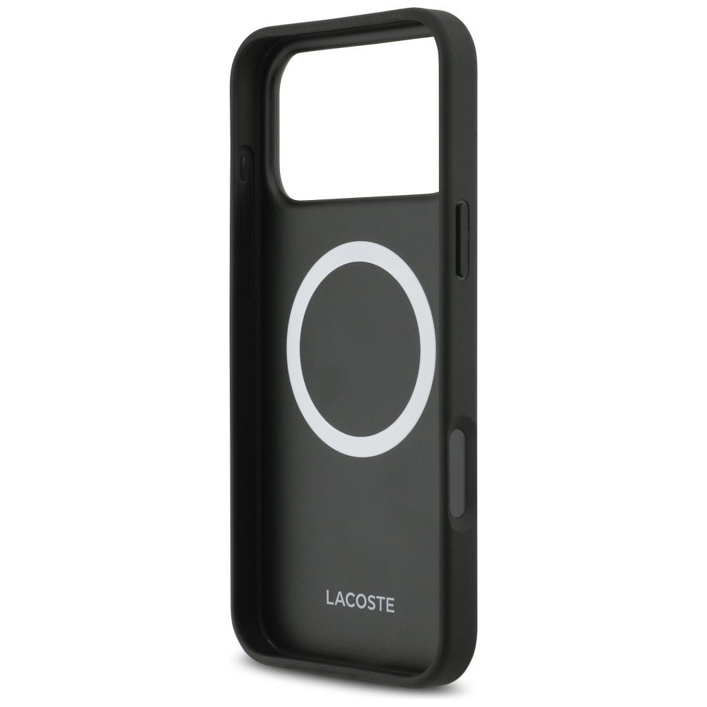 Lacoste iPhone 17 Pro Max - Σκληρή Θήκη με Πλαίσιο Σιλικόνης - Petit Pique Lacquer Logo MagSafe - Marine