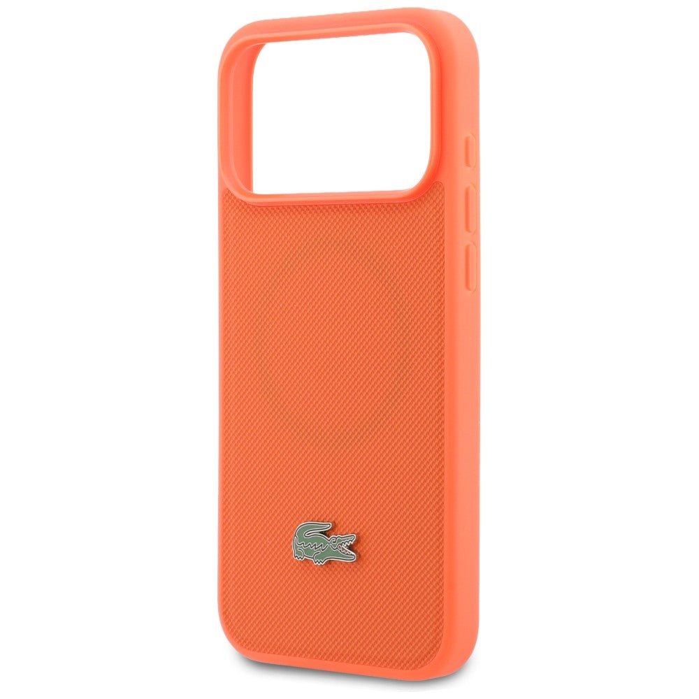 Lacoste iPhone 17 Pro Max - Σκληρή Θήκη με Πλαίσιο Σιλικόνης - Petit Pique Lacquer Logo MagSafe - Οrange