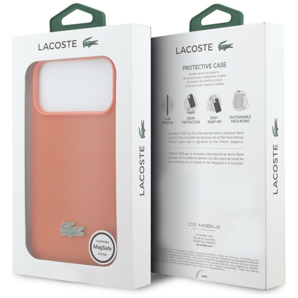 Lacoste iPhone 17 Pro Max - Σκληρή Θήκη με Πλαίσιο Σιλικόνης - Petit Pique Lacquer Logo MagSafe - Οrange