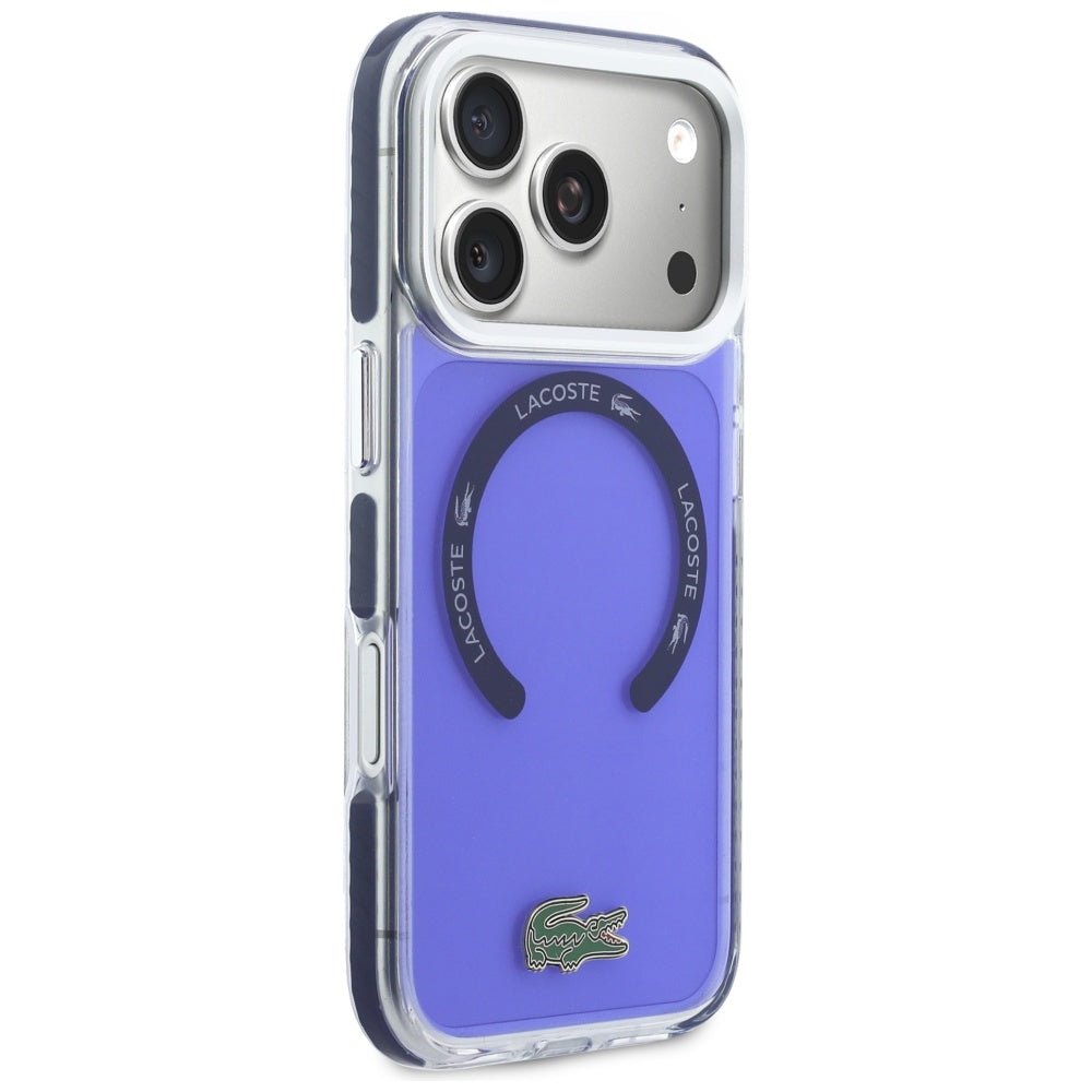 Lacoste iPhone 17 Pro Max - Σκληρή Θήκη με Πλαίσιο Σιλικόνης - Shockproof Transparent Frosted MagSafe - Marine