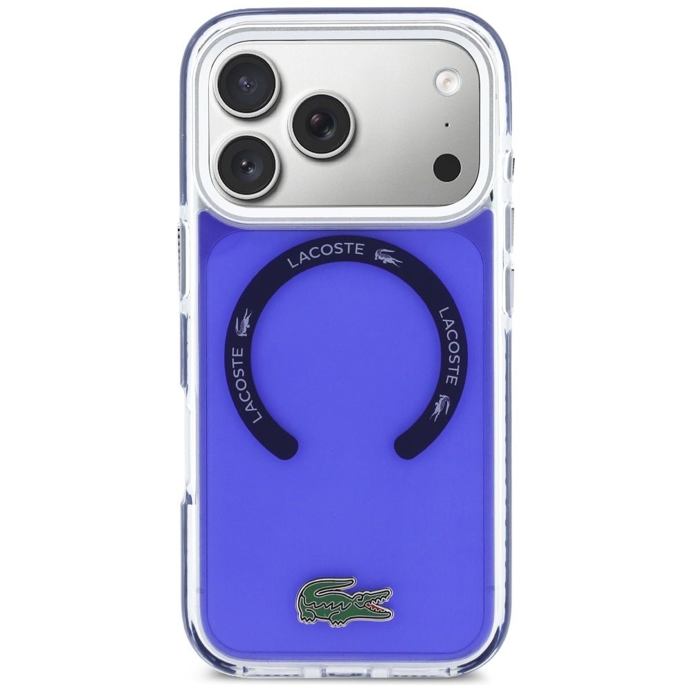 Lacoste iPhone 17 Pro Max - Σκληρή Θήκη με Πλαίσιο Σιλικόνης - Shockproof Transparent Frosted MagSafe - Marine