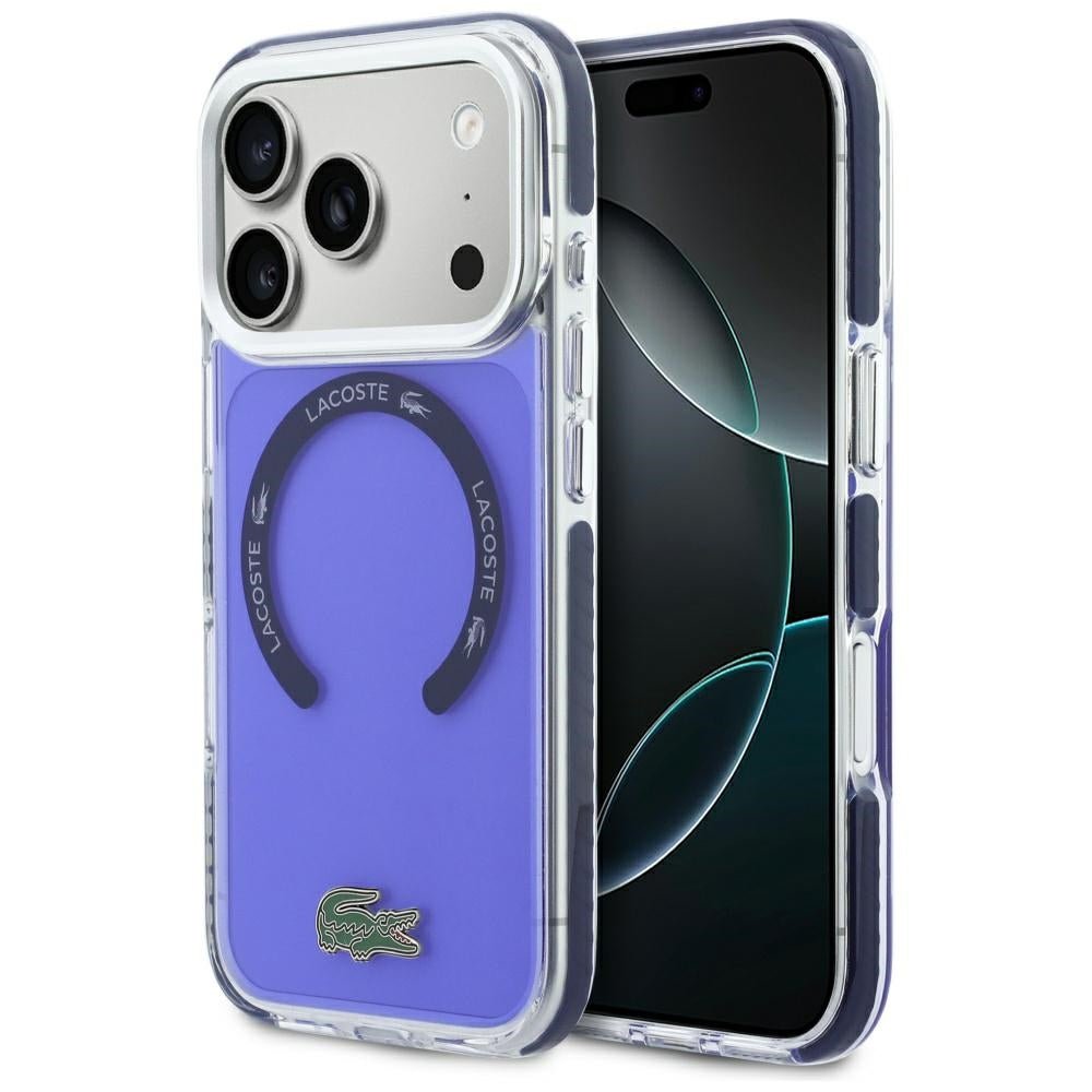 Lacoste iPhone 17 Pro Max - Σκληρή Θήκη με Πλαίσιο Σιλικόνης - Shockproof Transparent Frosted MagSafe - Marine
