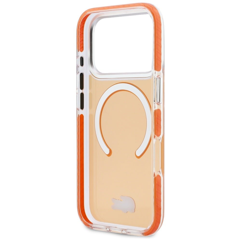 Lacoste iPhone 17 Pro Max - Σκληρή Θήκη με Πλαίσιο Σιλικόνης - Shockproof Transparent Frosted MagSafe - Orange