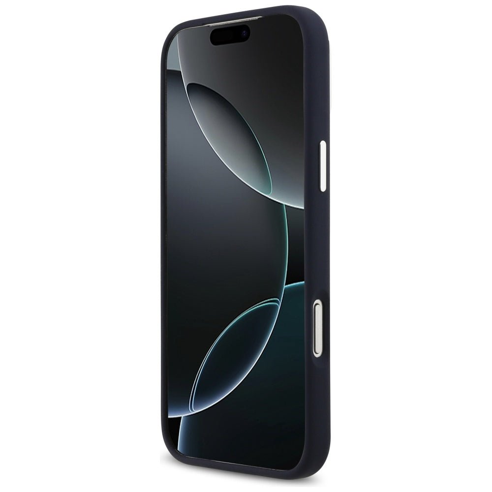 Lacoste iPhone 17 Pro Max - Σκληρή Θήκη με Πλαίσιο Σιλικόνης - Silicone Metal Logo MagSafe - Navy Blue