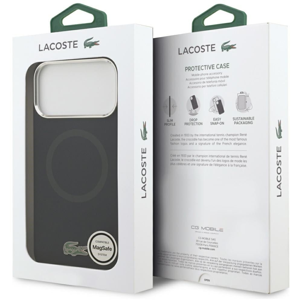 Lacoste iPhone 17 Pro Max - Σκληρή Θήκη με Πλαίσιο Σιλικόνης - Silicone Metal Logo MagSafe - Navy Blue