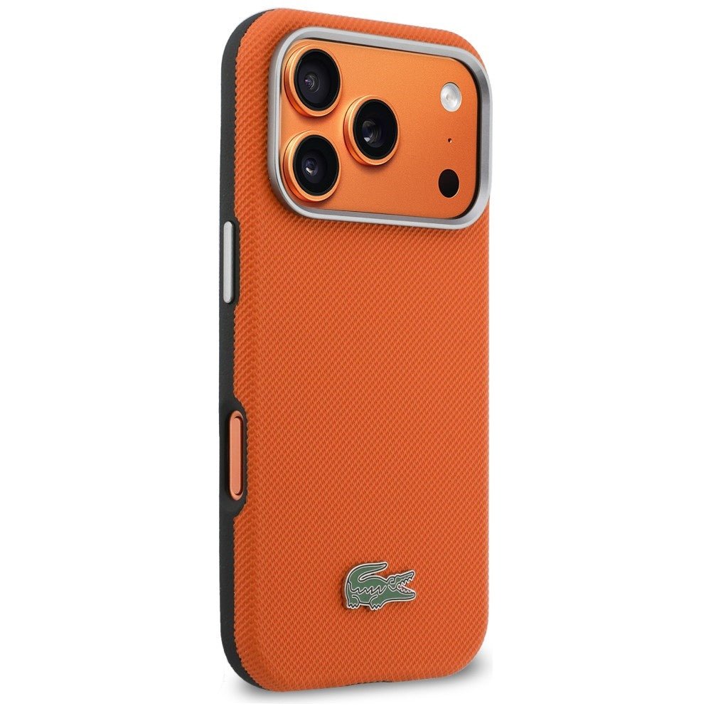 Lacoste iPhone 17 Pro - Σκληρή Θήκη με Πλαίσιο Σιλικόνης - Semi Wrap Petit Pique MagSafe - Orange