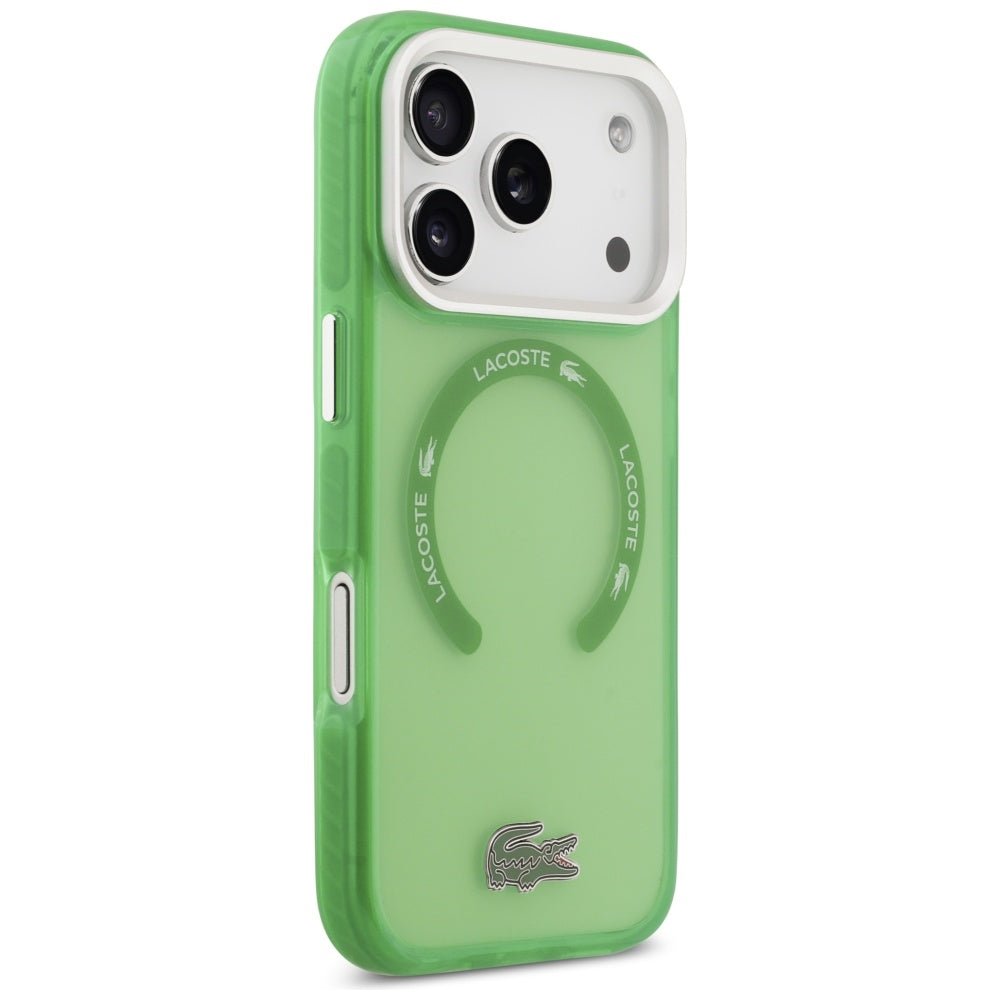 Lacoste iPhone 17 Pro - Σκληρή Θήκη με Πλαίσιο Σιλικόνης - Shockproof Transparent Frosted MagSafe - Green