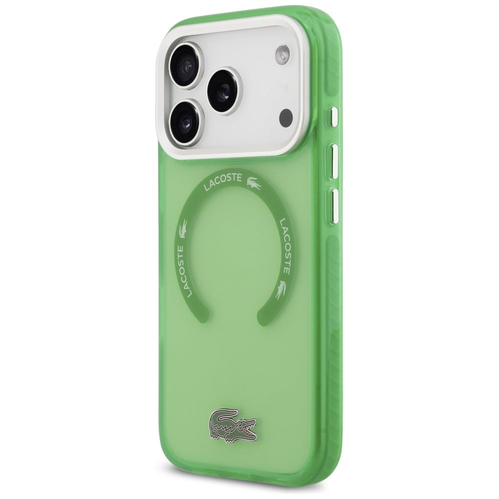 Lacoste iPhone 17 Pro - Σκληρή Θήκη με Πλαίσιο Σιλικόνης - Shockproof Transparent Frosted MagSafe - Green