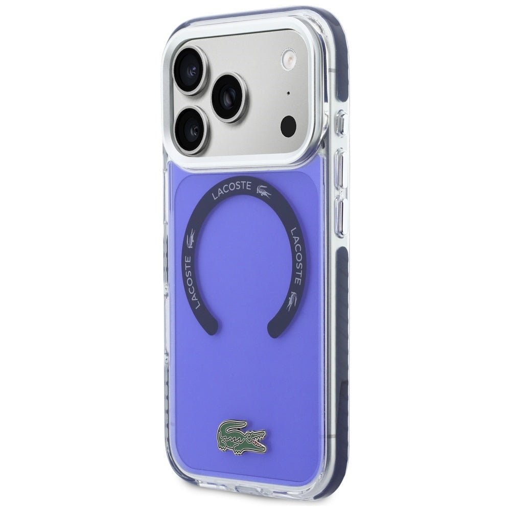 Lacoste iPhone 17 Pro - Σκληρή Θήκη με Πλαίσιο Σιλικόνης - Shockproof Transparent Frosted MagSafe - Marine