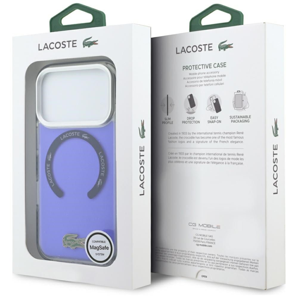 Lacoste iPhone 17 Pro - Σκληρή Θήκη με Πλαίσιο Σιλικόνης - Shockproof Transparent Frosted MagSafe - Marine
