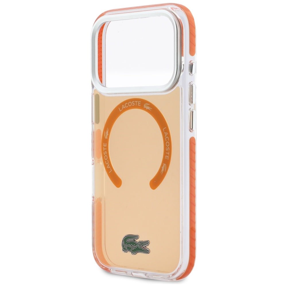 Lacoste iPhone 17 Pro - Σκληρή Θήκη με Πλαίσιο Σιλικόνης - Shockproof Transparent Frosted MagSafe - Orange