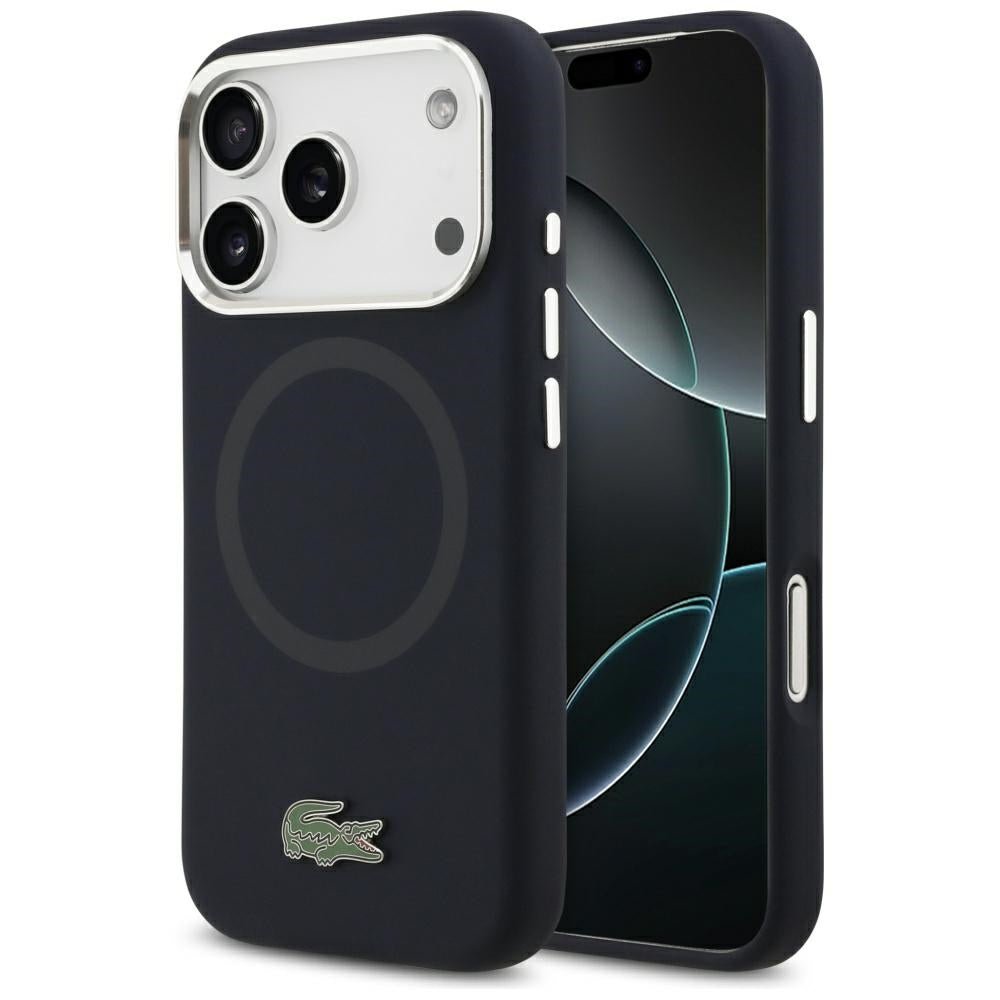 Lacoste iPhone 17 Pro - Σκληρή Θήκη με Πλαίσιο Σιλικόνης - Silicone Metal Logo MagSafe - Navy Blue
