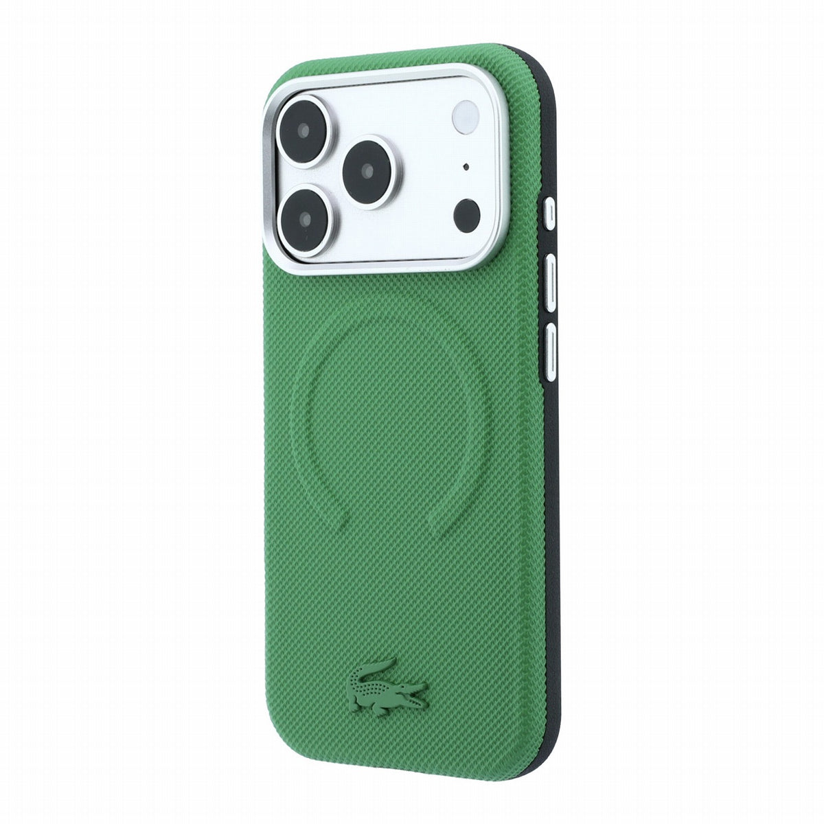 Lacoste iPhone 18 Pro Max / iPhone 17 Pro Max - Σκληρή Θήκη MagSafe με Πλαίσιο Σιλικόνης - PVC Petit Pique Semi Wrap Embossed - Estragon
