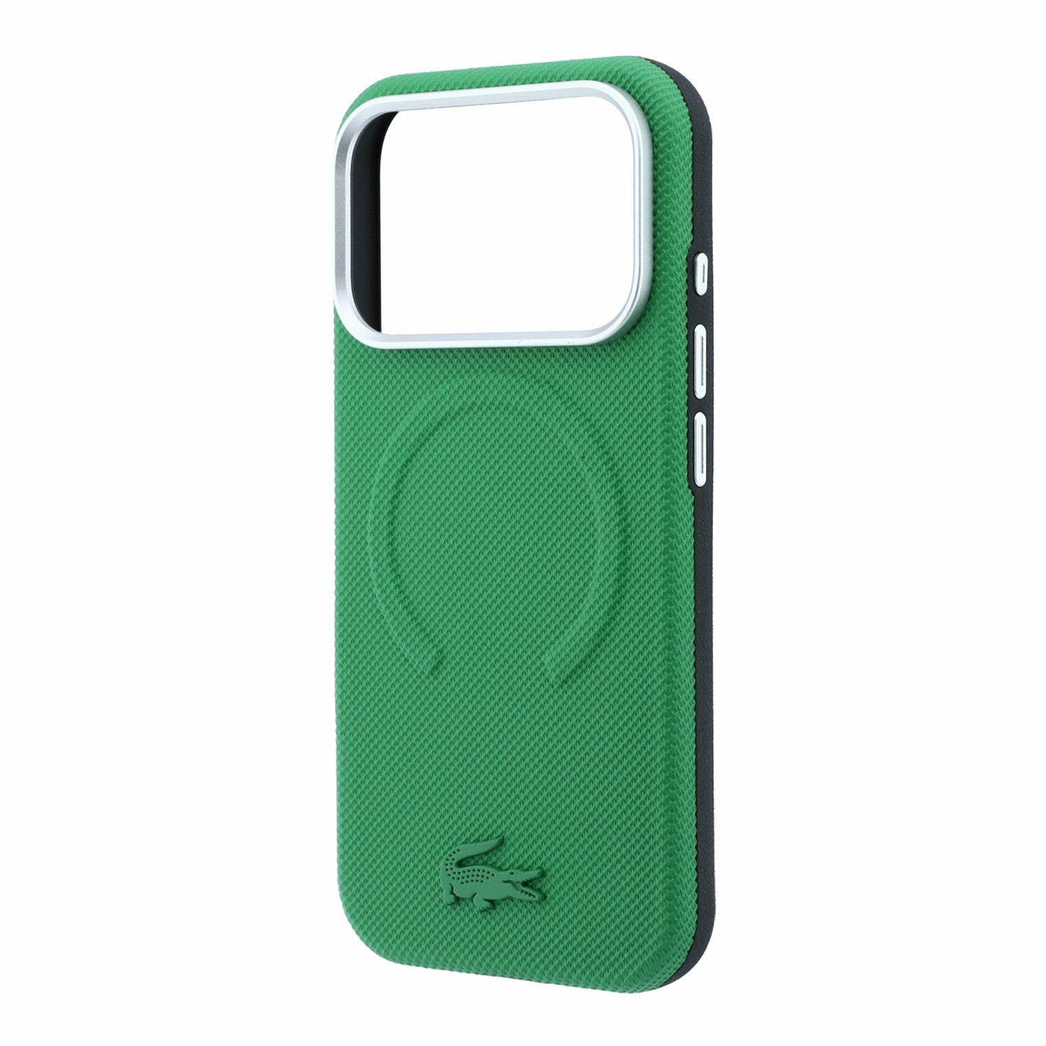 Lacoste iPhone 18 Pro Max / iPhone 17 Pro Max - Σκληρή Θήκη MagSafe με Πλαίσιο Σιλικόνης - PVC Petit Pique Semi Wrap Embossed - Estragon
