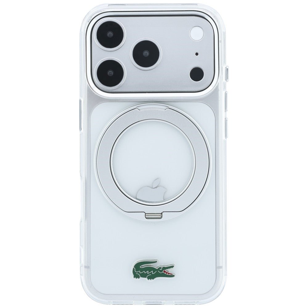 Lacoste iPhone 18 Pro Max / iPhone 17 Pro Max - Σκληρή Θήκη με Πλαίσιο Σιλικόνης και Δαχτυλίδι Συγκράτησης MagSafe - IML Glossy Finish with Ring Stand - Clear