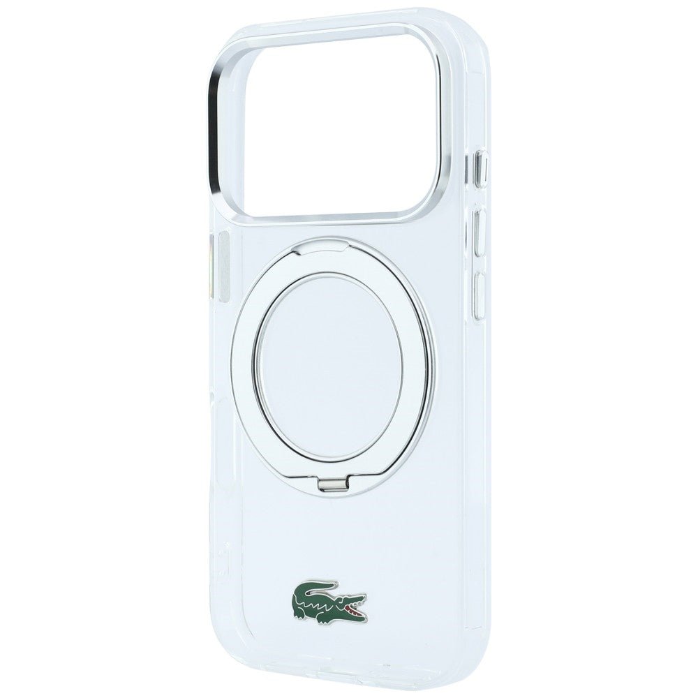 Lacoste iPhone 18 Pro Max / iPhone 17 Pro Max - Σκληρή Θήκη με Πλαίσιο Σιλικόνης και Δαχτυλίδι Συγκράτησης MagSafe - IML Glossy Finish with Ring Stand - Clear