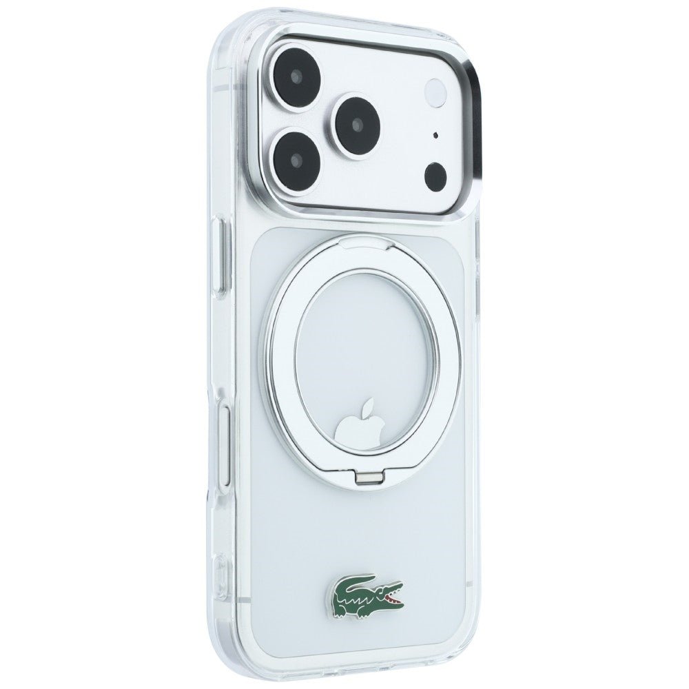 Lacoste iPhone 18 Pro Max / iPhone 17 Pro Max - Σκληρή Θήκη με Πλαίσιο Σιλικόνης και Δαχτυλίδι Συγκράτησης MagSafe - IML Glossy Finish with Ring Stand - Clear
