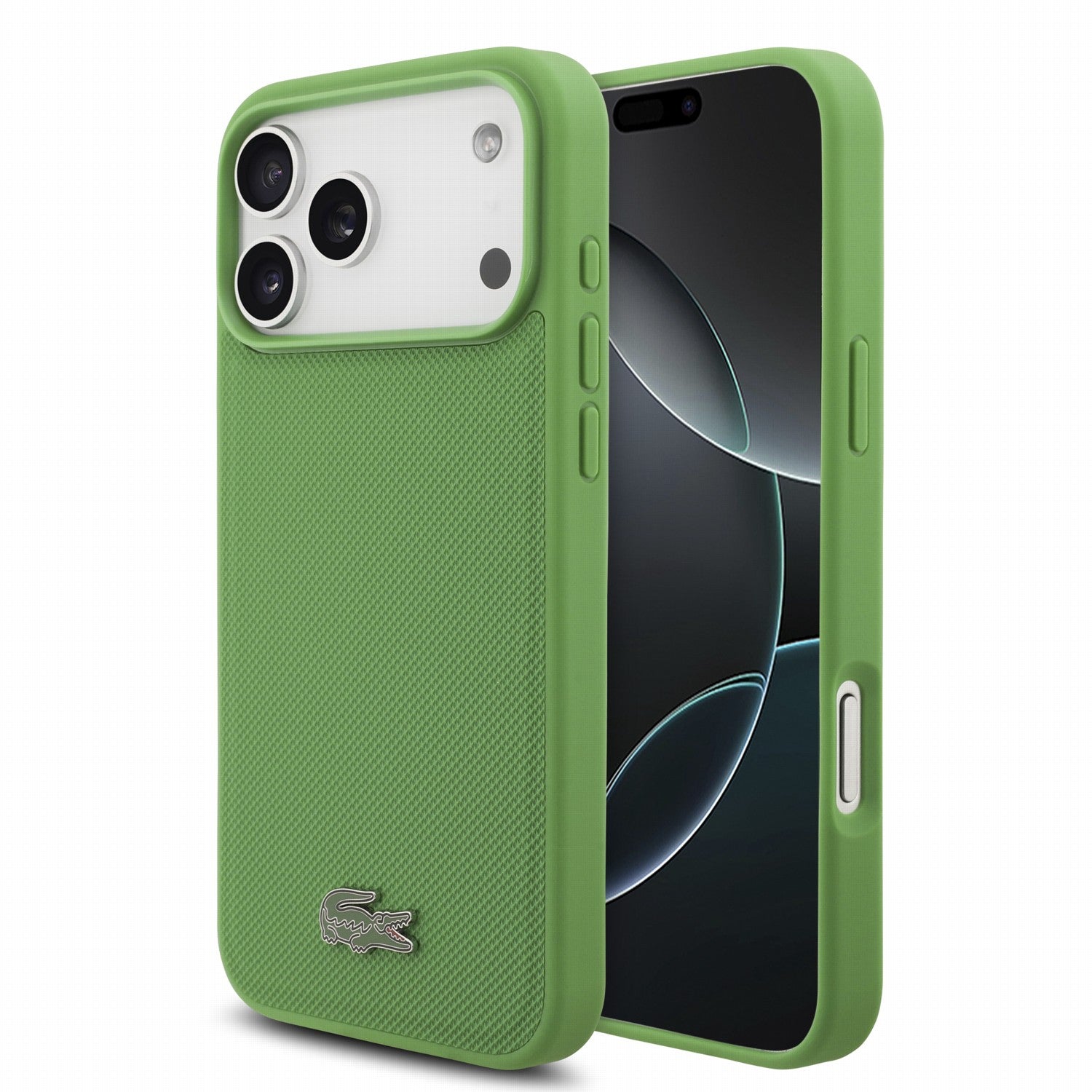 Lacoste iPhone 17 Pro Max / iPhone 18 Pro Max - Σκληρή Θήκη με Πλαίσιο Σιλικόνης - PVC Iconic Petit Pique Metal Logo MagSafe - Estragon