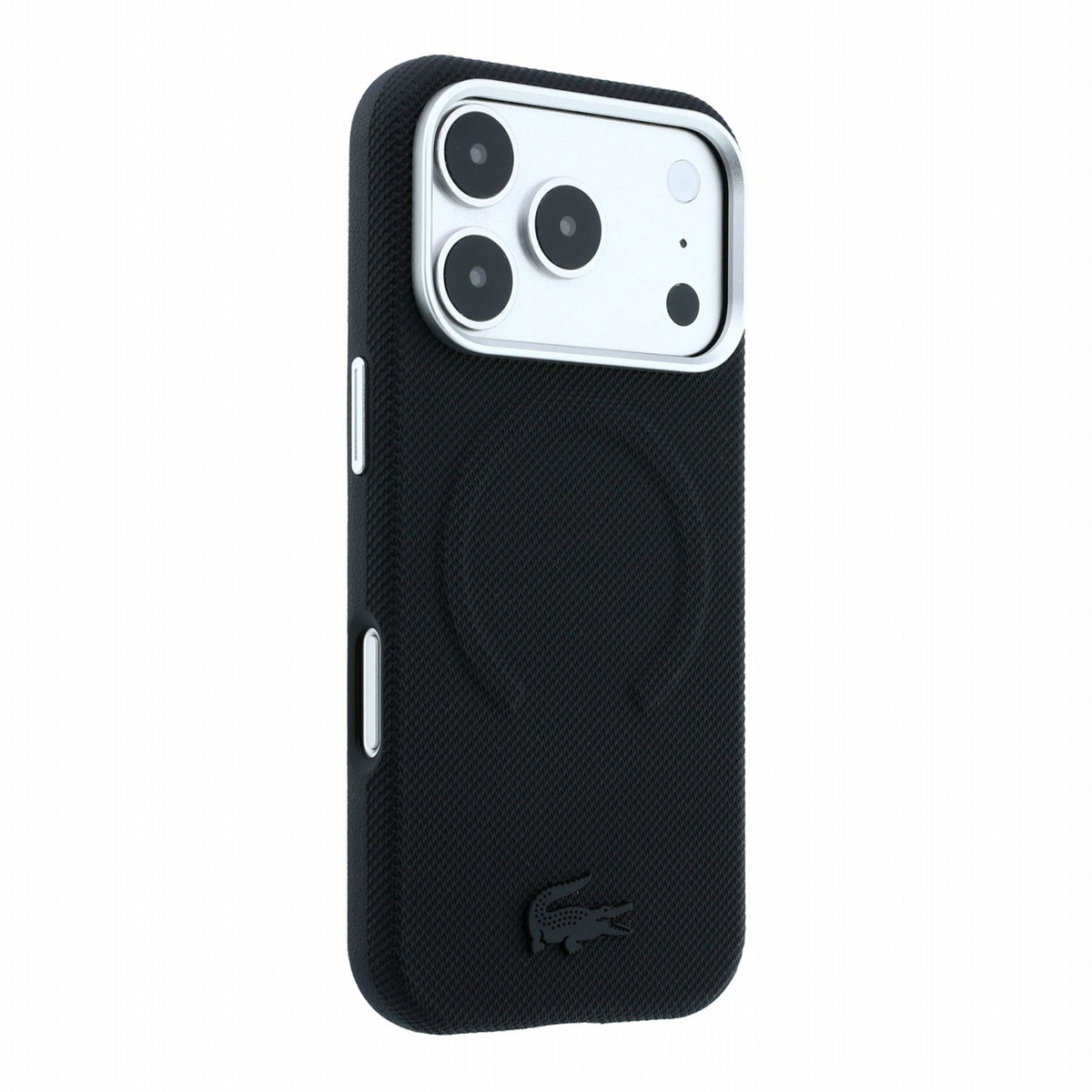 Lacoste iPhone 18 Pro Max / iPhone 17 Pro Max - Σκληρή Θήκη MagSafe με Πλαίσιο Σιλικόνης - PVC Petit Pique Semi Wrap Embossed - Black