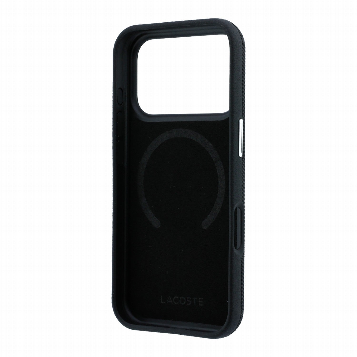 Lacoste iPhone 18 Pro Max / iPhone 17 Pro Max - Σκληρή Θήκη MagSafe με Πλαίσιο Σιλικόνης - PVC Petit Pique Semi Wrap Embossed - Black