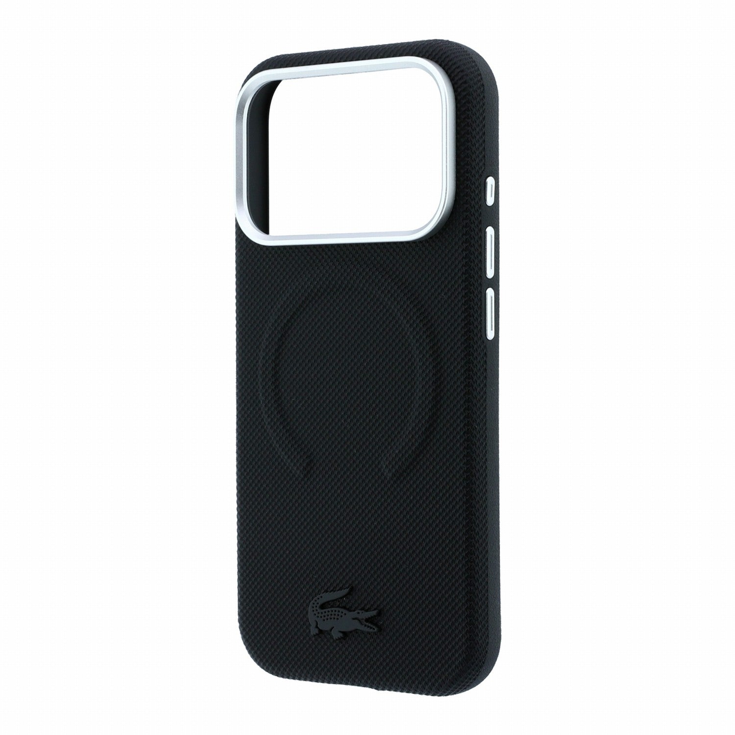 Lacoste iPhone 18 Pro Max / iPhone 17 Pro Max - Σκληρή Θήκη MagSafe με Πλαίσιο Σιλικόνης - PVC Petit Pique Semi Wrap Embossed - Black