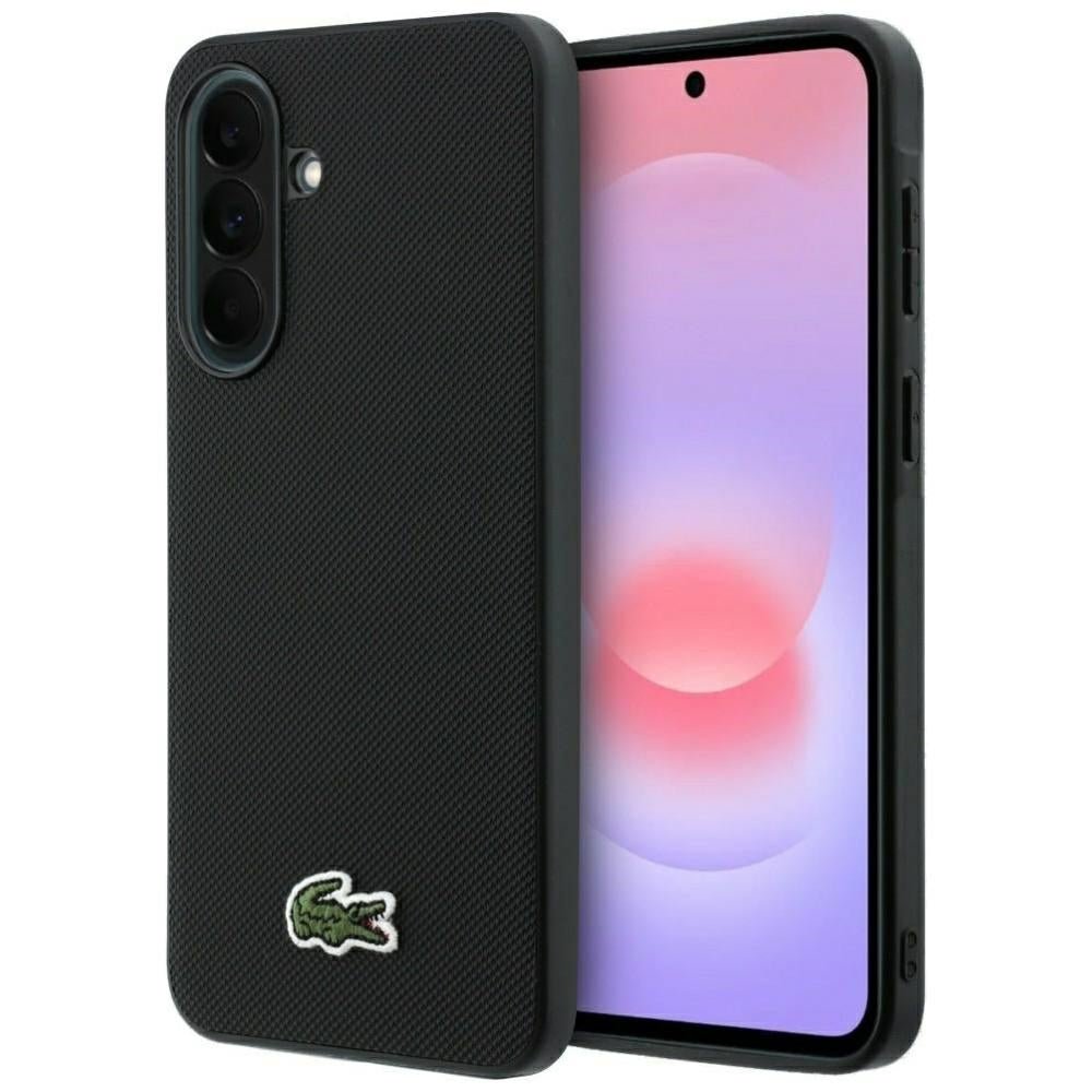 Lacoste Samsung Galaxy A57 5G - Σκληρή Θήκη με Πλαίσιο Σιλικόνης - Iconic Petit Pique Woven Logo - Black