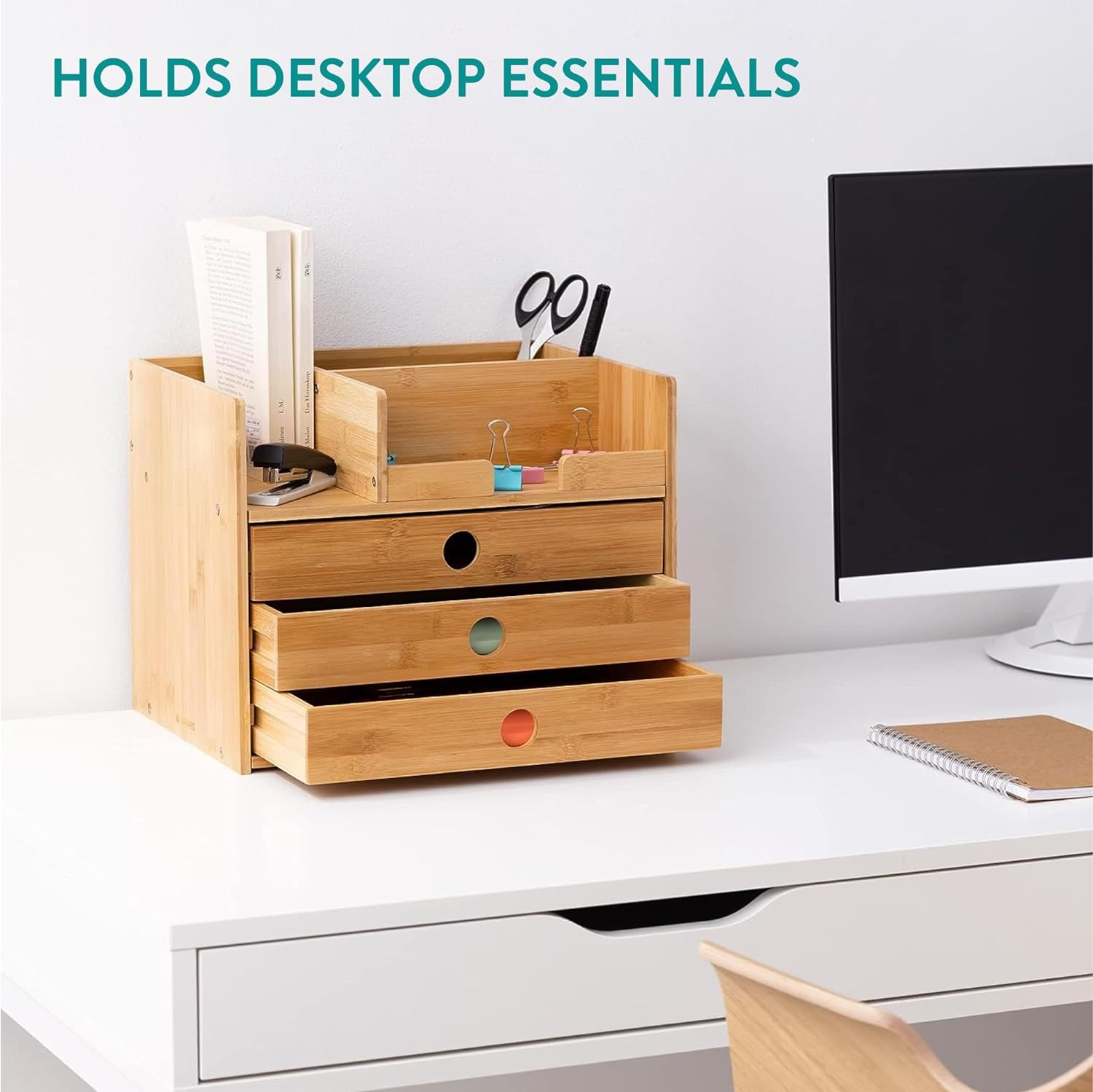 Navaris Ξύλινη Βάση Οργάνωσης από Μπαμπού με 3 Συρτάρια - ‎Brown - 61774.05