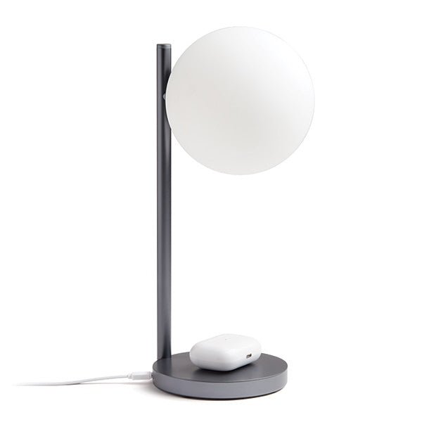 Lexon Φωτιστικό LED με Ασύρματη Φόρτιση Qi 15W - Bubble Lamp - Metallic Grey