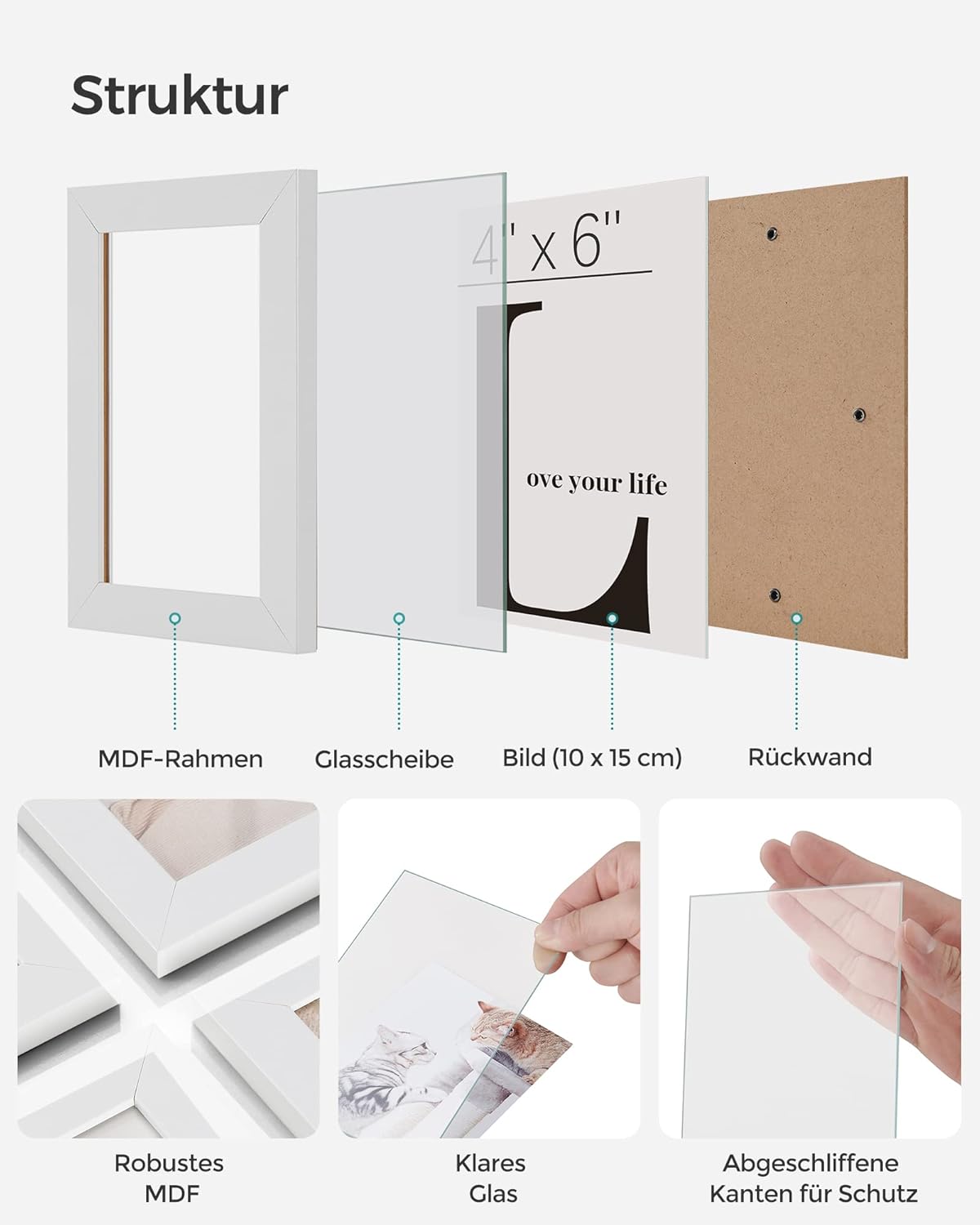 Songmics Κορνίζα Τοίχου Κολάζ για 12 Φωτογραφίες - White - RPF22WT