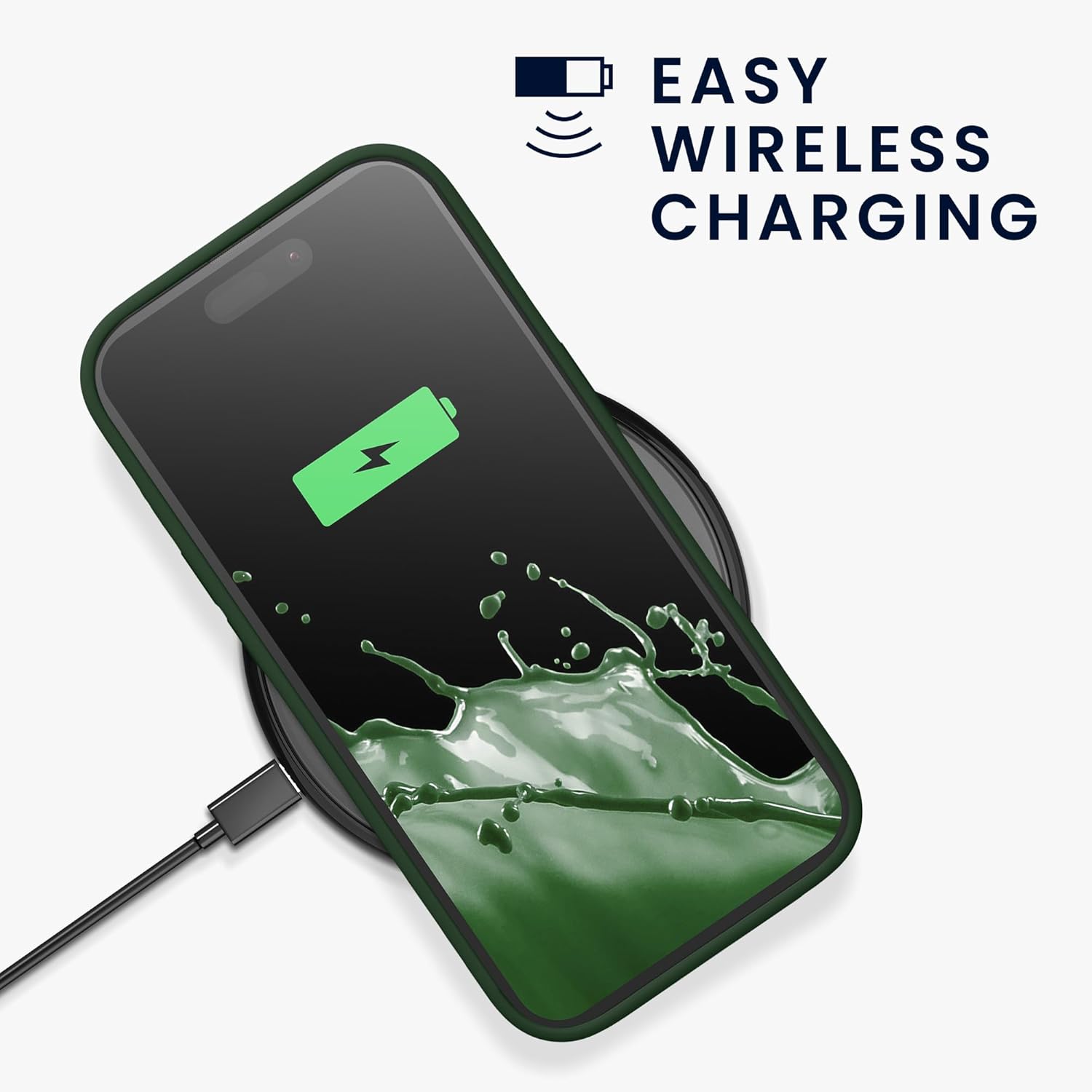 KW iPhone 15 Pro Θήκη Σιλικόνης Rubberized TPU - Dark Green