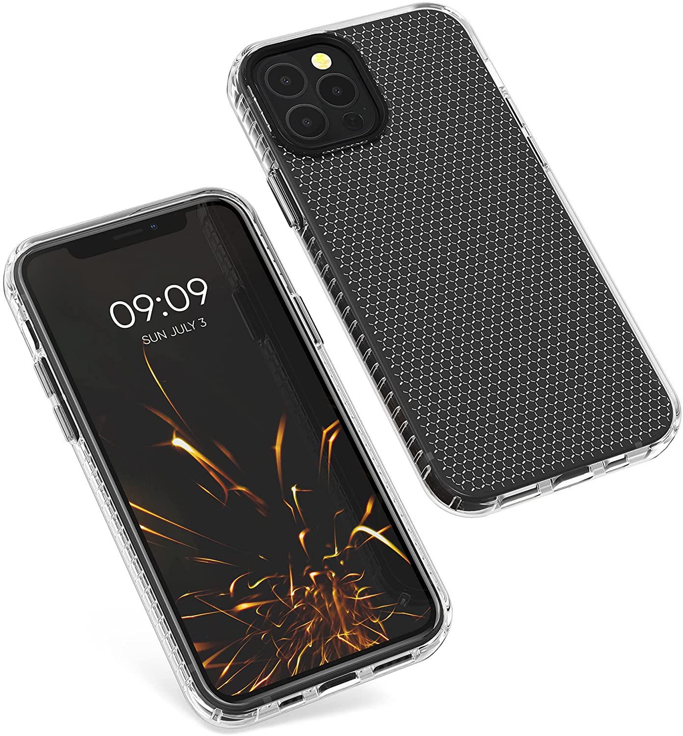 KW iPhone 12 / iPhone 12 Pro Θήκη Σιλικόνης TPU Design Honeycomb - Διάφανη - 55461.03