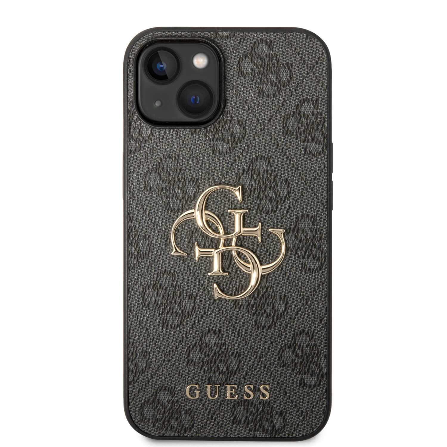 Guess iPhone 15 / 14 / 13 - 4G Big Metal Logo Θήκη με Επένδυση Συνθετικού Δέρματος - Black - GUHCP15S4GMGGR
