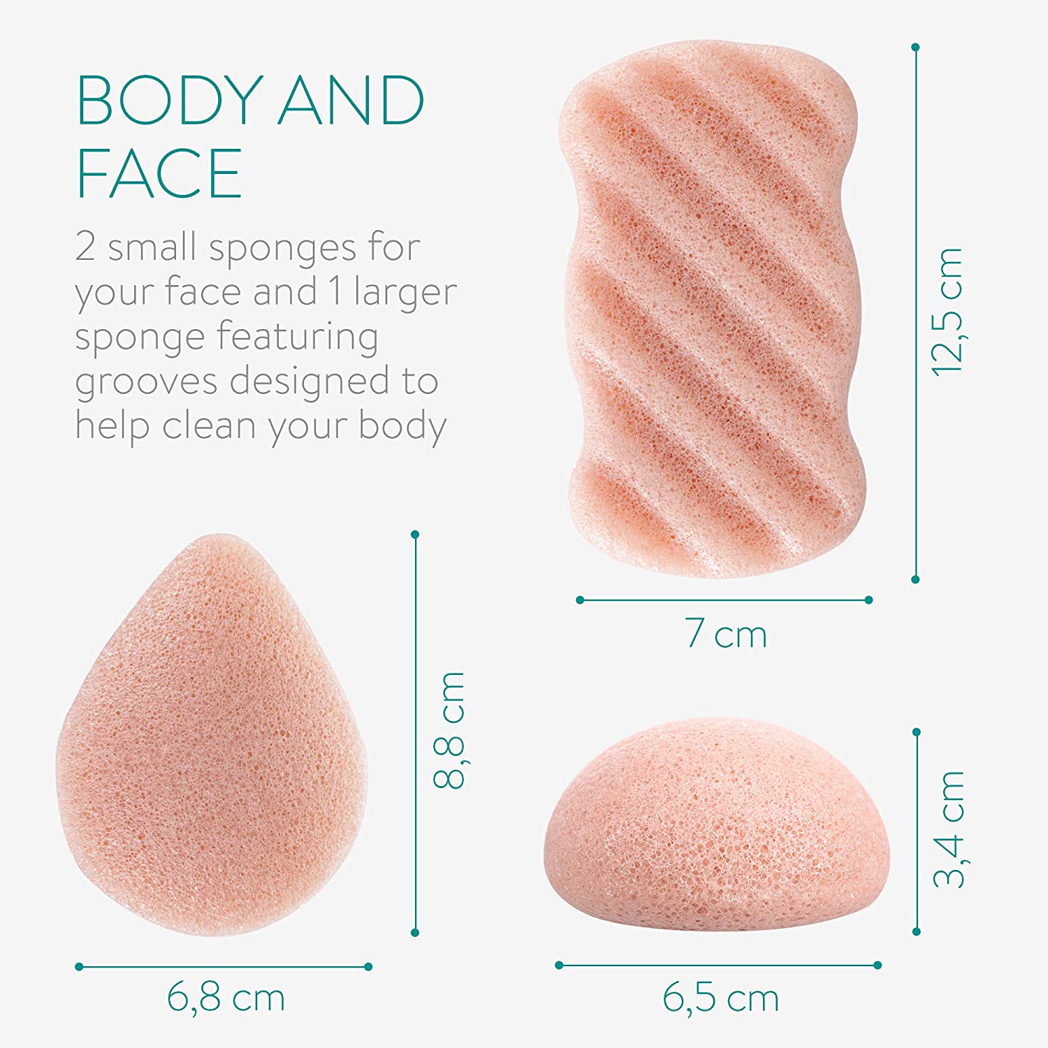 Navaris Set of Konjac Sponges Σετ με 3 Σφουγγάρια Καθαρισμού Προσώπου και Σώματος - Old Rose - 49124.10