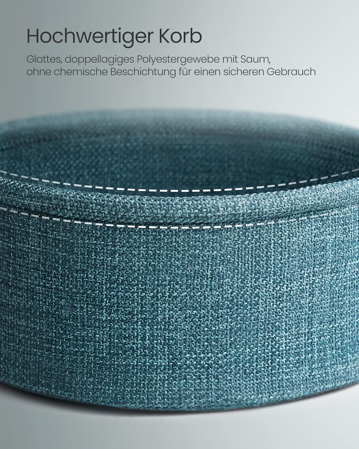 Vasagle Στρόγγυλο Βοηθητικό Τραπέζι με Υφασμάτινο Καλάθι Αποθήκευσης - Black Wood / Dark Turquoise - LET223B56