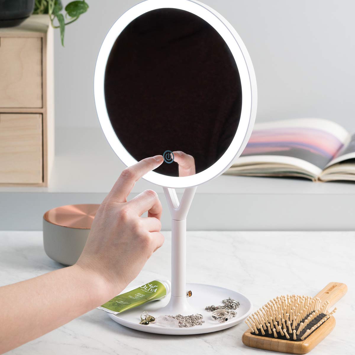 Navaris Περιστρεφόμενος Φωτιζόμενος Καθρέπτης LED με Πρόσθετο Καθρέπτη - White - 48931.48