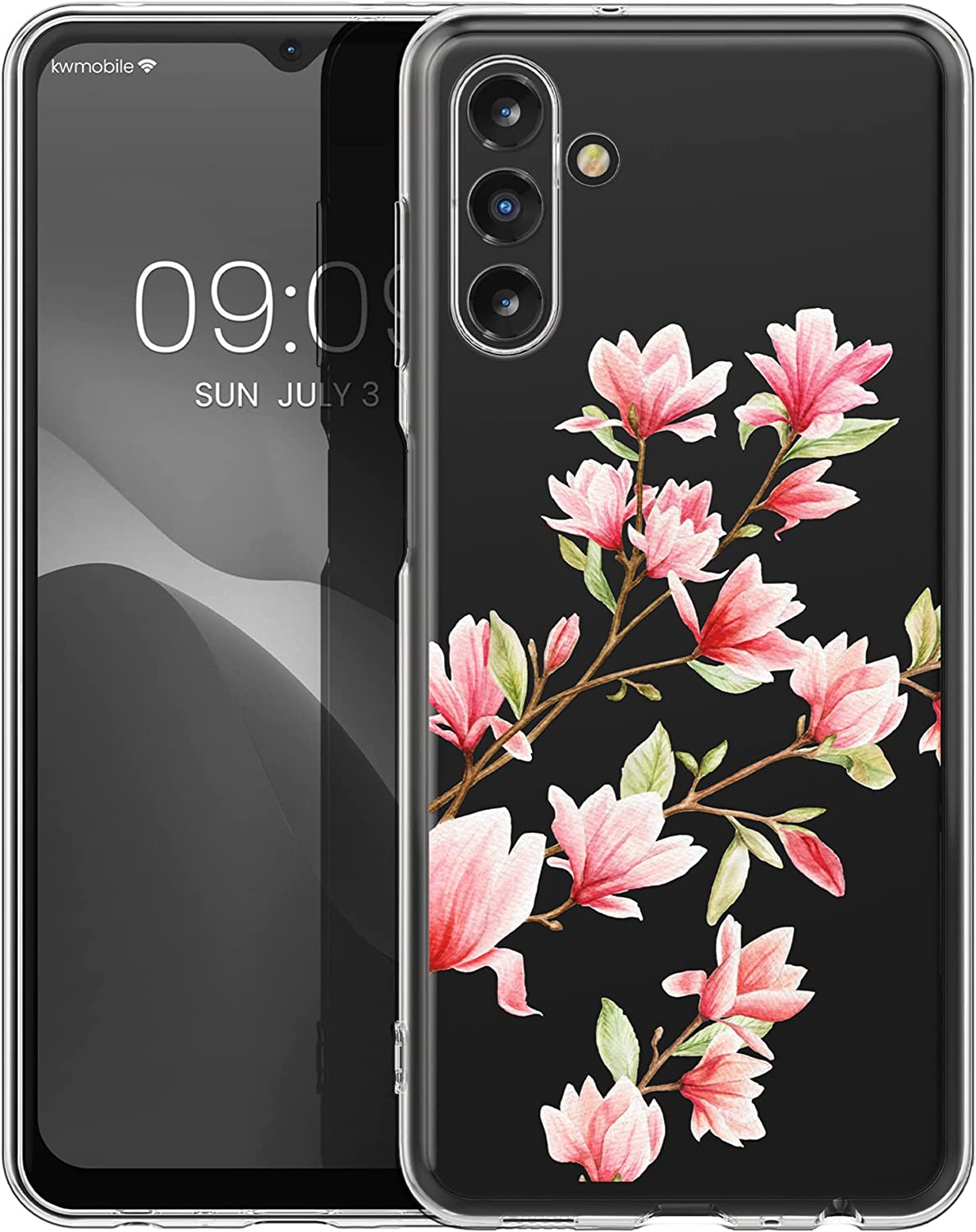 KW Samsung Galaxy A13 5G Θήκη Σιλικόνης TPU - Design Magnolia - Pink / White - Διάφανη - 60159.01