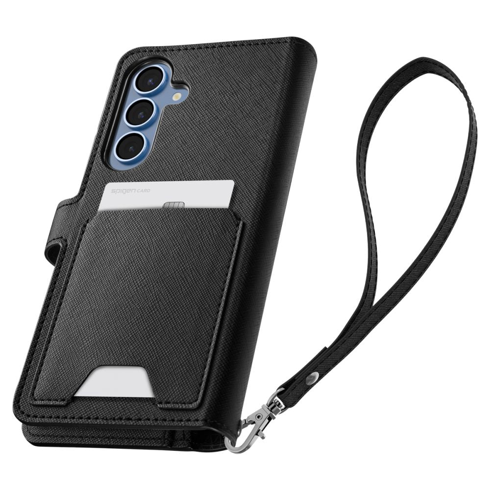 Spigen Samsung Galaxy S25 Plus Wallet S Θήκη Πορτοφόλι από Δερματίνη - Black