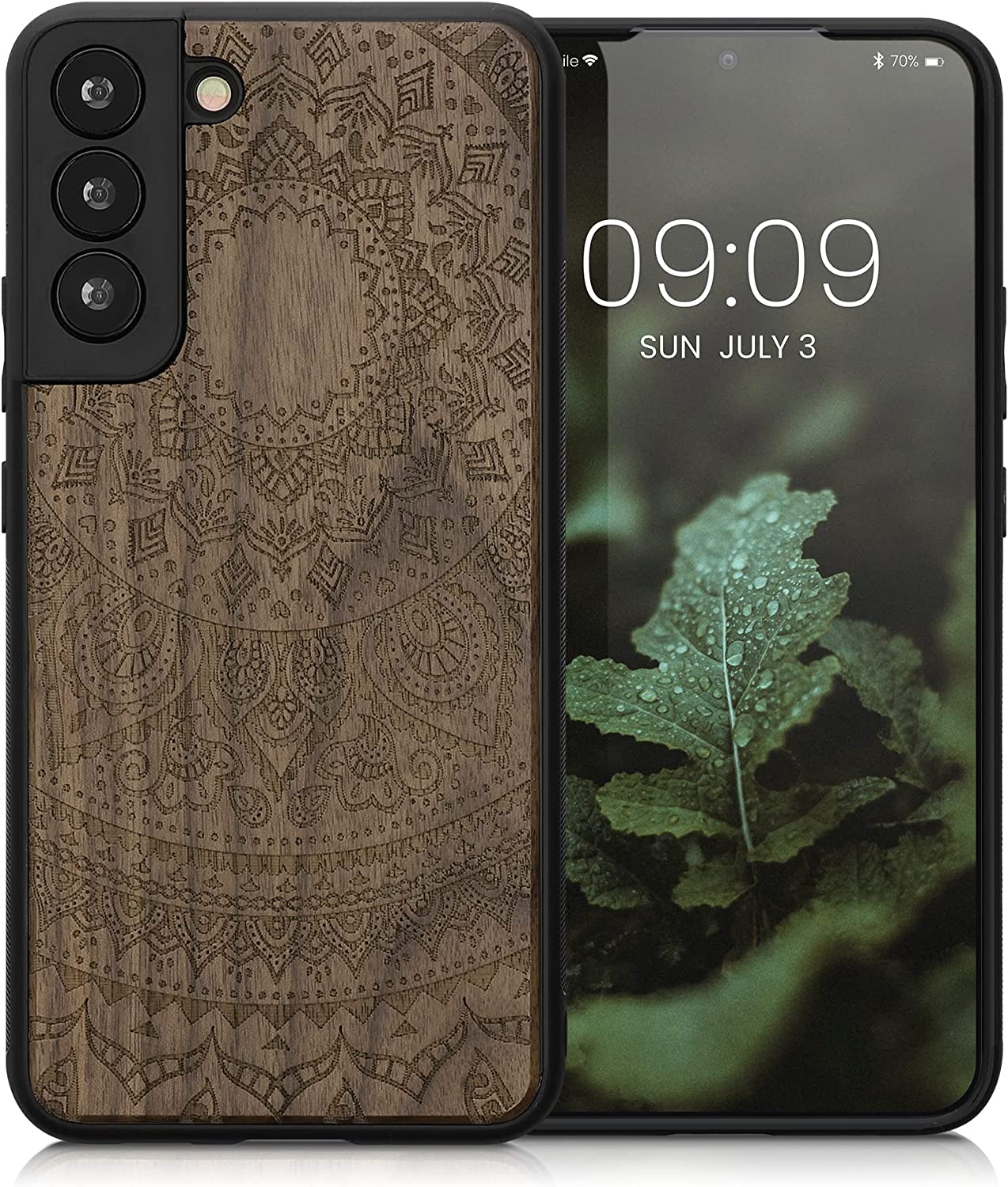 KW Samsung Galaxy S22+ Θήκη από Φυσικό Ξύλο - Design Indian Sun - Dark Brown - 58305.03