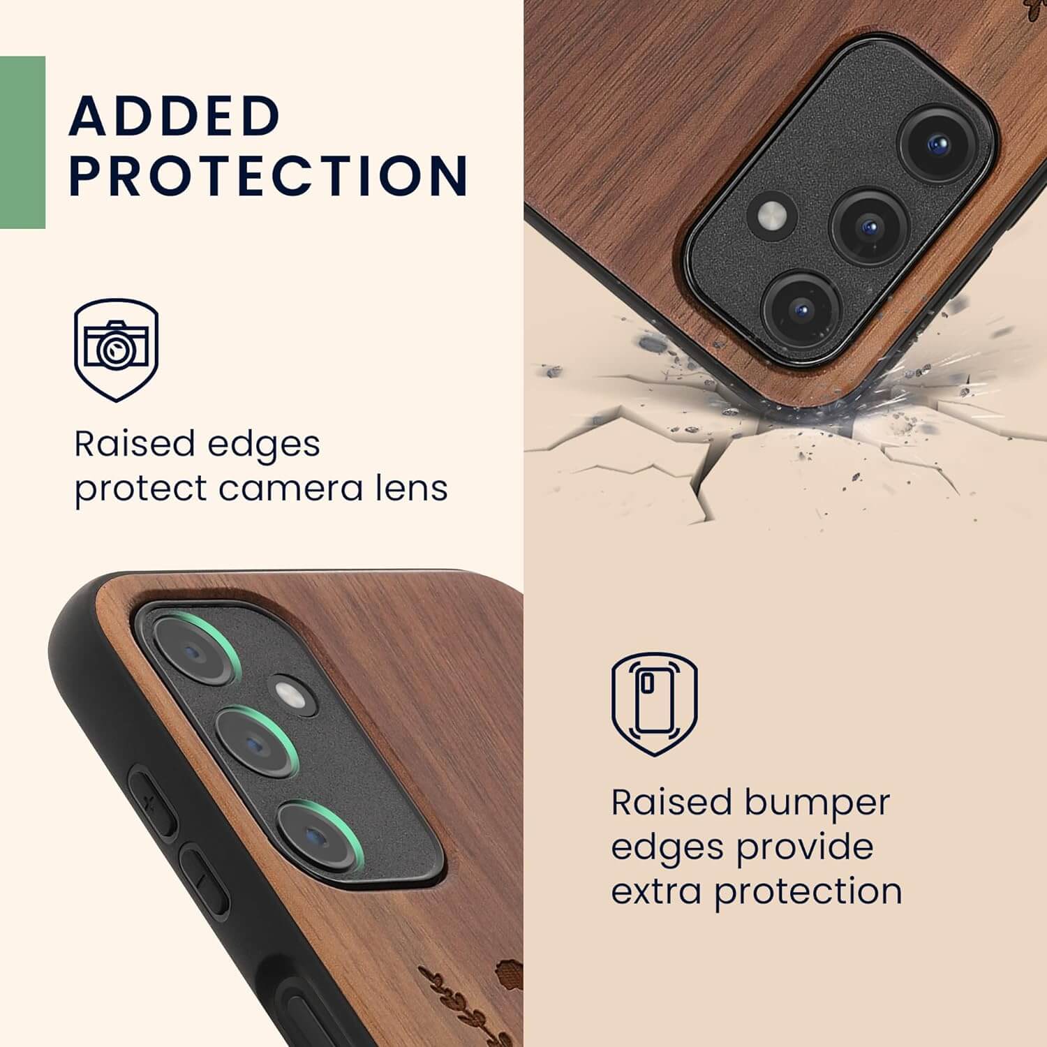 KW Samsung Galaxy A14 5G Θήκη από Φυσικό Ξύλο - Design Wild Flowers Pearl - Dark Brown - 60817.09