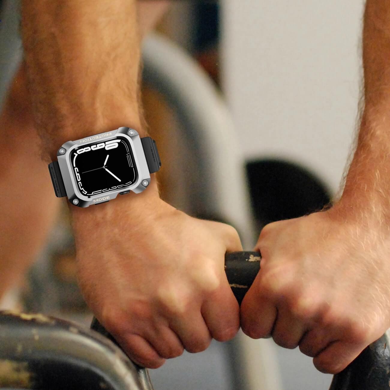 Kingxbar CYF134 2in1 Λουράκι Apple Watch 4 / 5 / 6 / SE / SE 2 - 44 mm Armored Θήκη Προστασίας με - Silver