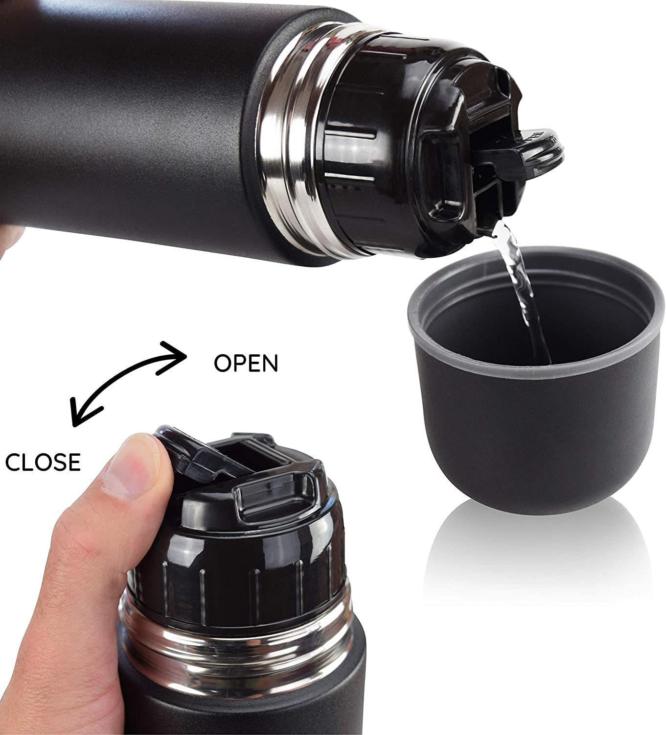 Milu T4 Μπουκάλι Θερμός Από Ανοξείδωτο Ατσάλι - 100% Στεγανό - 500 ml - Black - 6550