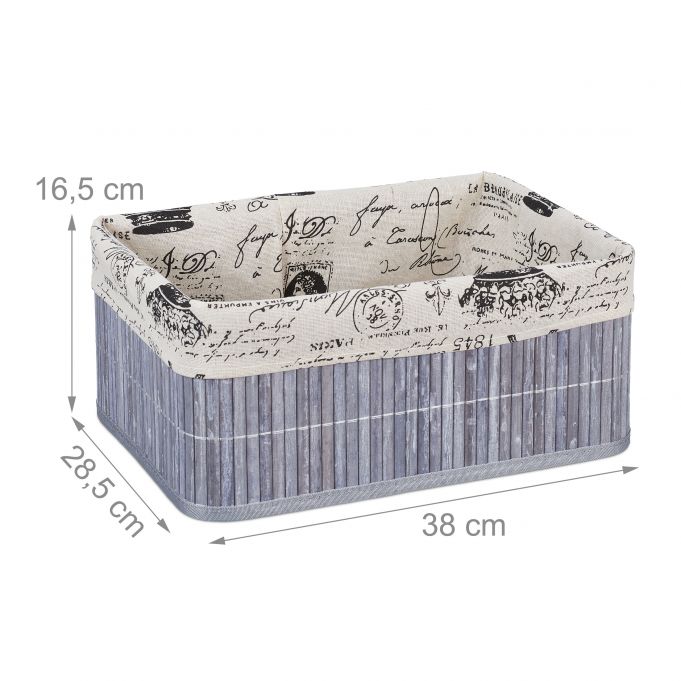 Relaxdays Καλάθι Αποθήκευσης από Bamboo - Grey / Creme / Black - 4052025901219